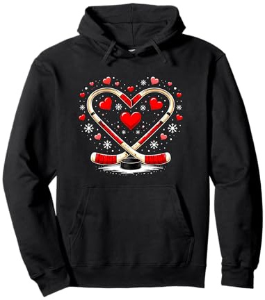 Bastoni da Hockey a Forma di Cuore, per San Valentino, per Uomini e Donne Felpa con Cappuccio