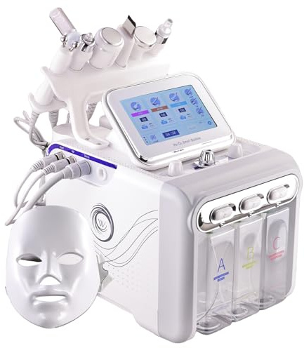 7 in 1 Hydrogen Beauty Machine with Led Facial Mask, Moisturizing (White) | Pro Facial Machine for Skin Cleaning Caring, for Home Salon Spa