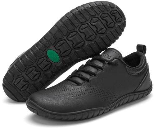 SAGUARO Barefoot Uomo Pelle Sintetica Scarpe Barefoot Minimaliste Leggere Antiscivolo Sneakers per Camminata, Allenamento, Fitness e Tempo Libero Nero,Gr.47