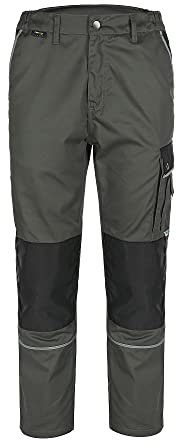 TMG | Leichte Arbeitshose für Herren, lang, ideal für Sommer, graue Cargohose mit Kniepolster, mit Taschen | Gr. 48