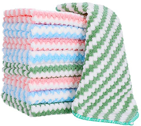 Dacitiery Microfibre Cleaning Cloths, Pack of 9, Super Absorben Reusable Microfibre Cleaning Rag, Multifunctional Dish Polishing Microfiber Cleaning Cloths for Kitchen Home, 25 x 25 cm