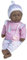 JC Toys- Muñeca La Baby afroamericana de 40 cm Tiene Cuerpo Blando y Lavable, biberón mágico y Chupete, Rosa, Floral, diseñado en España, +12 Meses