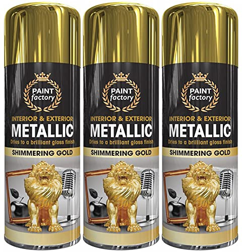 Q&H 400ML Metallic Shimmering Gold Spray Paint Brilliant Gloss Finish - Premium Luxury Vibe Reflective Finishing Golden Surface Coating - Use on Metal, Plastic, Ceramic - Interior & Exterior Use (3)