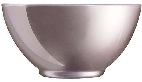 Tradineur - Bol de vidrio opal, cuenco, tazón para desayuno extra resistente, reciclable, postres, aperitivos, sopa, apto para lavavajillas y microondas (Plateado, 50 cl, 13,2 x 6,8 cm)
