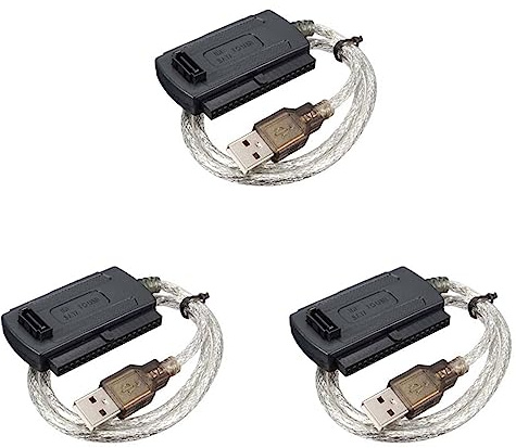 reamhome 3X USB 2.0 Male to IDE SATA 2.5 inch 3.5 inch Converter Adapter Cable Hard Drive HDD Black
