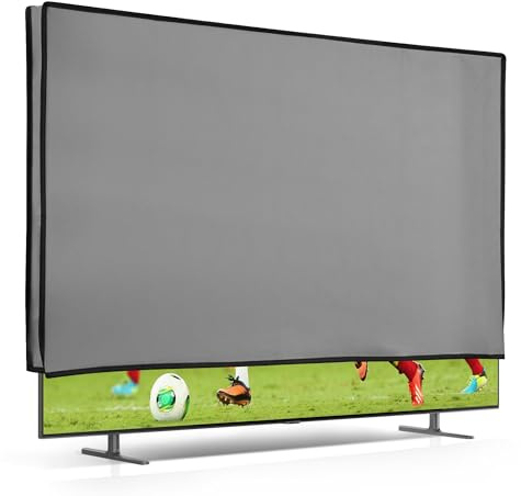 kwmobile Indoor 24 TV Cover – Television Dust Cover Screen Protector – TV Screen Dust Protection – Synthetic Fabric Light Grey