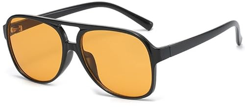 JCTAIFOO Occhiali da sole rettangolari moda uomo donna, occhiali quadrati vintage anni '70, occhiali da sole ovali retrò Nero/Arancione