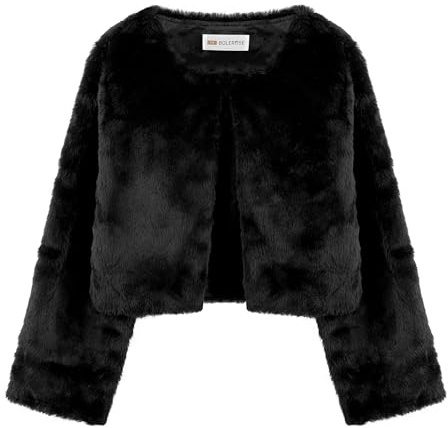 Bolerose niñas Cómodo Piel sintética Niños niñas Bolero Capa Hombros Chaqueta Abrigo (Negro, 3-4 Años)