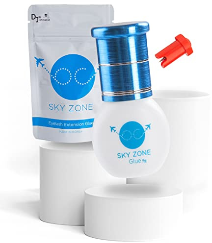 P-Beauty Adhesivo para pestañas para alargamiento de pestañas, Sky Glue Zone 5ml - Ultra fuerte - Tiempo de secado 1-2 segundos - menos vapor - Durabilidad 6 semanas - Adhesivo para pestañas duradero