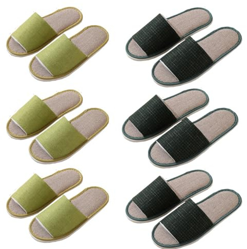 Teceyfeet Gästtofflor, 4 par unisex tofflor, tvättbara bomullsskor tofflor bekväma inomhusskor utomhus tofflor för hem, resor, hotell, spa, gäster, bröllop, 3 azul marin L Y 3 grön M, 40/43 EU