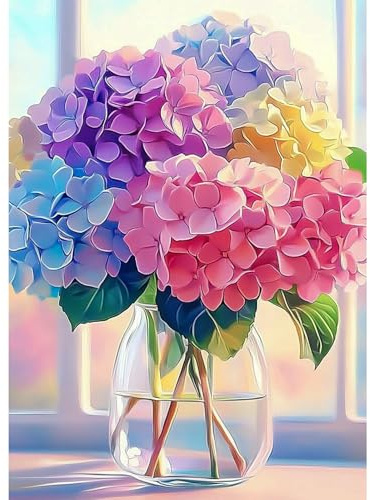 CEOVR Flowers Diamond Painting Kits Adults,DIY Diamond Art Kits Adults,30x40 cm,Hydrangea,5D Gem Art Craft Set for Leisure Time