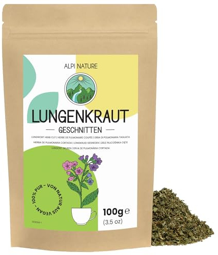 Alpi Nature Pulmonaria Infusión 100g, Hierba de Pulmonaria Seca y Cortada para Preparar Té