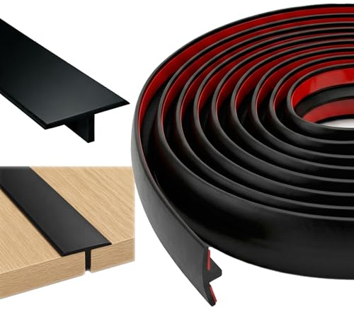 WENXINWIN Perfil de transición autoadhesivo en T, 1,5 m | Perfil de transición de silicona en T con autoadhesivo, 3,5 m × 19,5 mm, recortable y resistente al agua para umbrales de