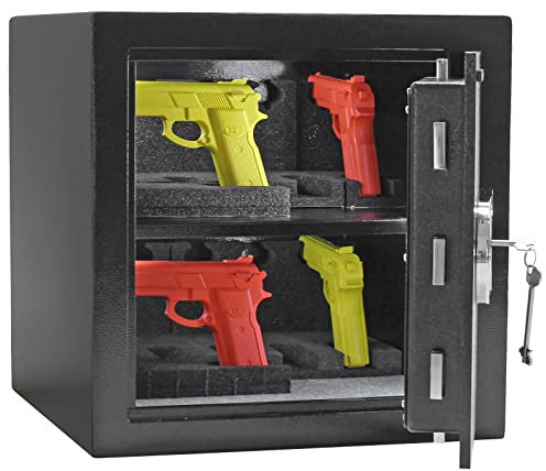 Profirst Kurzwaffentresor Mount 10 Doppelbartschloss EN 1300 Klasse A Anthrazit BxH 43,5x43,5cm Befestigungsmaterial 2 Schaumstoffhalter 1 Fachboden verstellbar