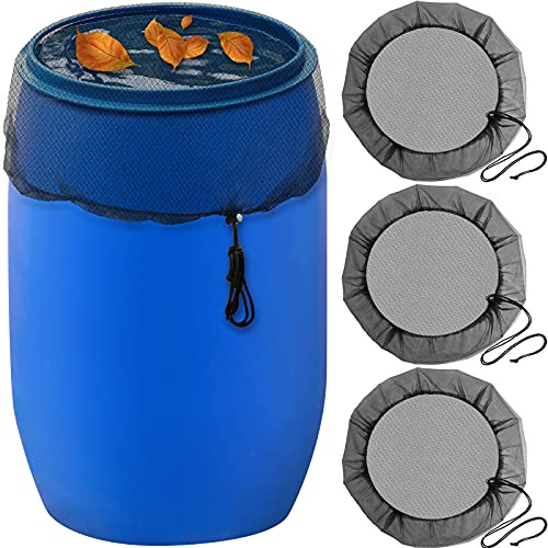 Shappy 3 Pcs 55 Gallon Barrel Cover for Rain Water Collection Buckets Cover Tank Harvesting Tool Protector with Drawstring to Keep Debris Out of Rain Barrel(37.4 Inch,Polyester)