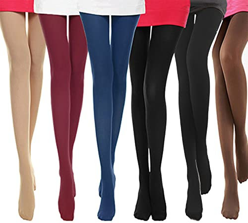 MIVAIUN 6 Pairs 100 Denier Women's Tights Stretch Run Resistant Tights Magic Thick Warm Winter Comfortable Fit Design Elastic Leggings Opaque Black Red Suntan Coffee Navy Blue Nude (6 Pairs)
