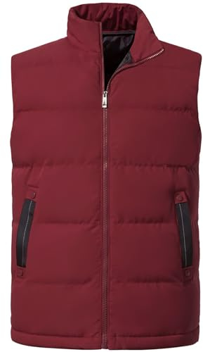 Neecan Men's Winter Warm Vest Lightweight Puffer Padded Down Vest Sleeveless Jacket 1/Wine Red XL