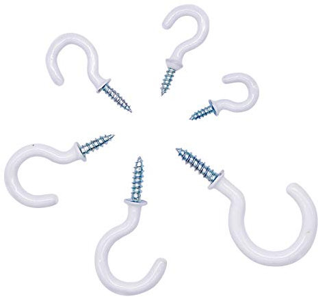 Gudalea 70 piezas Ganchos de Tornillo, Tornillos de Gancho, Juego de Ganchos de Tornillo con Rosca de Acero Recubierto, Ganchos de Techo de Gancho de Ojo Para Llaves, Tazas, Macetas (6 Tamaños)