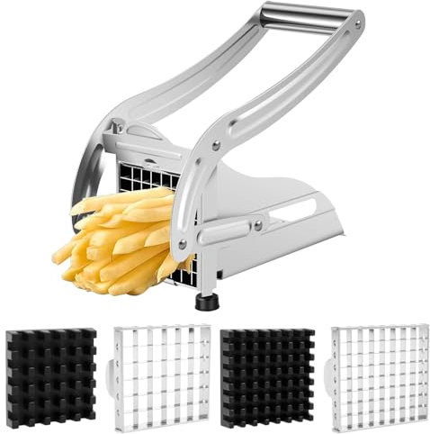 Sutowe Coupe Frite Professionnel, Coupe Frites Manuel en Acier Inoxydable Decoupe Frite avec 36 Trous et 64 Trous de Rechange pour Légumes Oignon Pomme de Terre Carotte Fruit