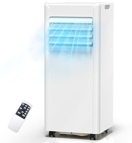 ZAFRO 10000 BTU Portable Air Conditioner Cools up to 450 Sq. Ft., Remote Control, LED Display, 3-in-1 Modes Portable AC Units with Window Kits for Bedroom, Home, Dorm, Office, White