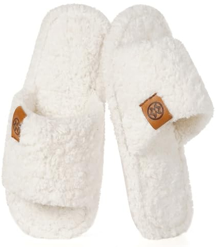 Dokela Chaussons Hommes Femmes Maison Fourrure Hiver | Bout Ouvert Slippers,Mousse à Mémoire,Antidérapantes Pantoufles,Confortable,Intérieur extérieur