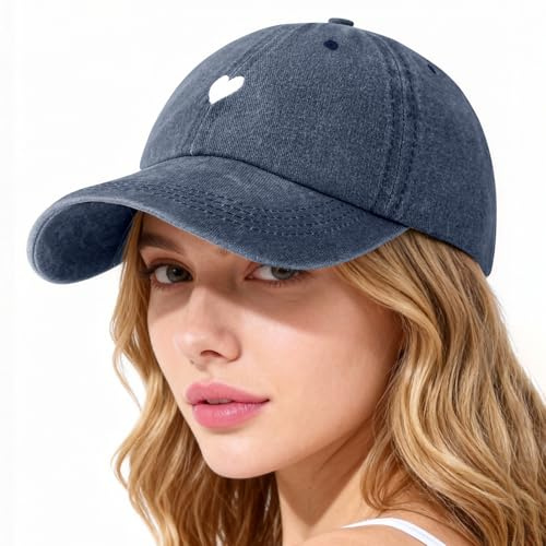 Lonya Cappello Baseball Donna con Visiera Tennis da Golf Visor Sportive Unisex Cappellino Casuale Baseball cap Regolabile Berretto Uomo Estivo B-Cuore,Blu Navy