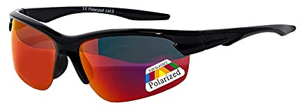 rainbow safety Kinder Sportbrille Sonnenbrille Polarisiert 8+ Jahre UV400 Schutz 3302 Schwarz verspiegelt Rot