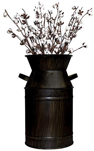 Fovasen Metal Galvanized Flower Vase Milk Can Jug Bucket French Vintage Country Decorative with Handle for Rustic Farmhouse Home Decor Wedding Centerpiece Decor & Housewarming Gift -7.5 H/Coffee