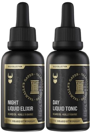The Beard Struggle Tonic + Elixir Beard Oil Bundle - Gold Collection - Grooming Beard Oil - Softens, Moisturizers, and Strengthens Beard Growth - Pack of 2, Valhalla's Gates