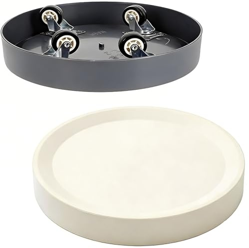 KangTeer Lot de 2 Plateaux à roulettes pour Plantes avec Roues Cachées – Diamètre intérieur 21,5cm,Rond Chariot pour Plante pour Intérieur, Charge 50 kg – Gris & Gris Clair