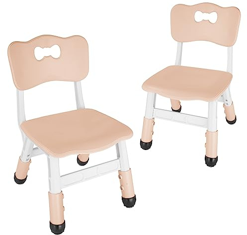 FUNLIO Adjustable Kids Chair (2pcs), 3 Level Height Adjustable Toddler Chair for Ages 3-8, Sturdy Child Chair with Maximum Bearing 220lbs, for Classrooms/Daycares/Homes, CPC & CE Approved - Natural