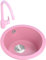 CATANK Rosa Spüle, Küchenspüle, rundes Waschbecken, Einzelbecken, Quarz-Küchenspüle, Aufsatz-/Einbau-Küchenspüle aus Edelstahl mit Sieb und Wasserhahn (Farbe: Rosa, Größe: 30 cm)