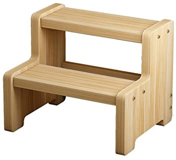 Trä 2-stegs stegpall för hushåll massivt trä trappsteg klätterstege 35 x 50 cm två trästegar