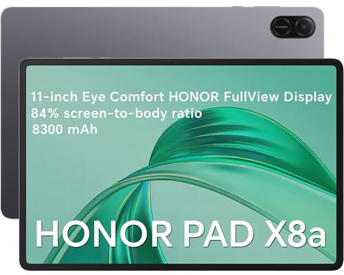 HONOR Pad X8a 4GB RAM/128GB ROM 8300mAh Wi-Fi Version,Tablet 11 Pulgadas Android 14+Bluetooth, 4 Altavoces, 90HZ Eye Protection Pantalla,Space Gray