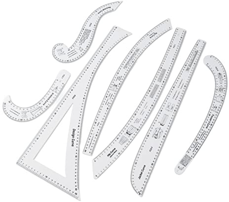 Conjunto de Sastre de la Regla de Coser, Reglas de Curva Francesa Acrílica Transparente de 7 Piezas para la Fabricación de Patrones, Diseño de Moda