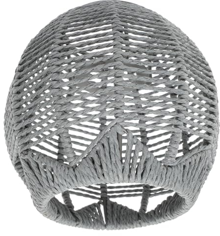 HEALEEP Handgefertigter Lampenschirm aus Geflochtenem Rattan Dekorative Hängelampe im Retro Stil Gewebte Deckenlampenabdeckung für Innen und Außenbereich