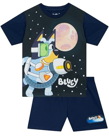 Bluey Pyjamas Barn, Kortärmad Tröja & Shorts, Bingo & Bluey Design, Sommarpyjamas För Pojke, Blå 104
