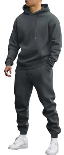 Genérico Chándal Hombre Completo Ropa Hombre Deporte Sudadera Termica Gimnasio Conjunto Invierno Sweatshirt Popular 1#Gris Oscuro L