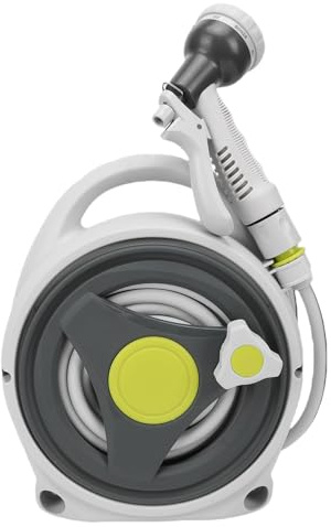 Asixxsix Carrete de Manguera Portátil, Organizador de Almacenamiento de Manguera de Jardín ABS Ligero de 49,2 Pies con Boquilla Rociadora, para Jardín, Patio, Lavado de Coches
