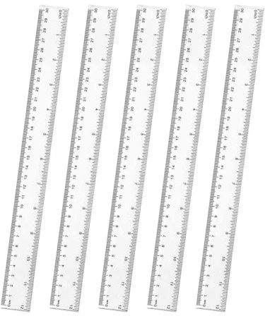 5Pcs Plastic Ruler Set, 12inches 30cm Rulers, Convenient and Durable Rulers Set,Shatter Resistant Metric Straight Measuring Ruler Tool, for School, Office, Home, Kids, and Teachers