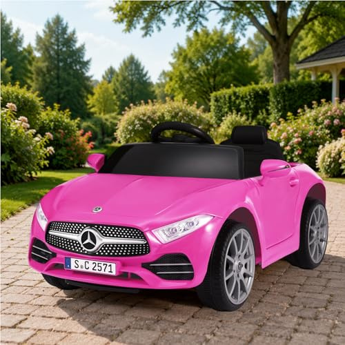 ORYXEARTH Coche eléctrico para niños, 6 V, con mando a distancia de 2,4 G, bocina, música Bluetooth, USB y batería de plomo AGM, motores de 25 W, 2-5 km/h, para niños de 3 a 6 años, rosa