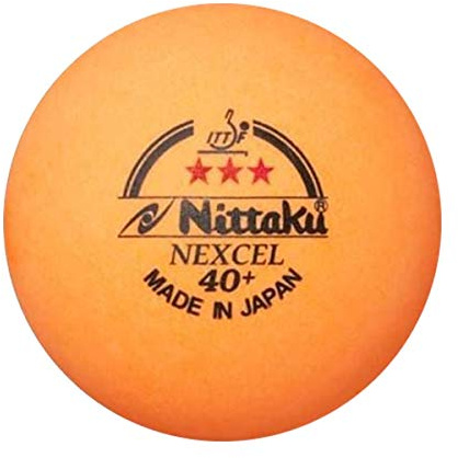 3 Balls , NITTAKU NEXCEL (Made in Japan) , New Material (Non-Celluloid), Orange 3 Stars Table Tennis Ball + Free Racket Protection Edge Tape