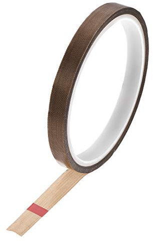 sourcing map Glasfaser PTFE Klebeband 10mm x 10m (Breite*Länge) PTFE Dichtungsband Selbstklebend PTFE Gewindedichtband Hitzebeständig Braun PTFE Band für Vakuummaschine Lebensmitteldichtung