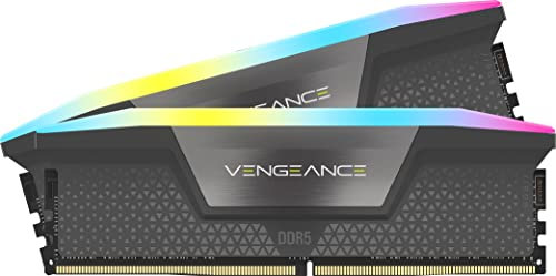 CORSAIR VENGEANCE RGB DDR5 64GB (2x32GB) DDR5 6000MHz CL40 AMD EXPO Intel XMP iCUE Memoria de Ordenador Compatible - Gris (CMH64GX5M2B6000Z40)