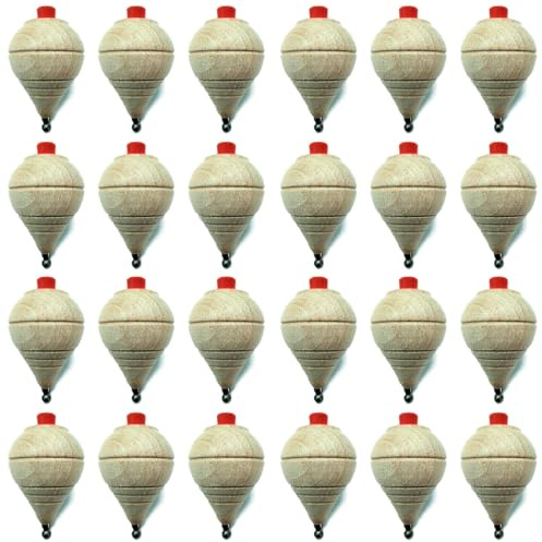 Acan Tradineur - Pack de 24 Peonzas con Cuerda - Fabricado en Madera - Trompo, Spinners, pirindolas, Regalos y Detalles para comuniones, piñatas, niños, Fiestas de cumpleaños - Ø 5 x 8 cm