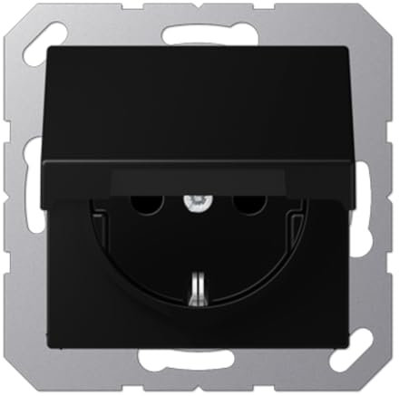 SCHUKO® JUNG A1520BFKLSWM Socket with Flip Cover A, Matt Black