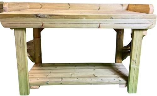 Wooden Garden Potting Table/Planter bench. Heavy duty Garden Work Table. (Double Shelf, 5FT - LARGE)