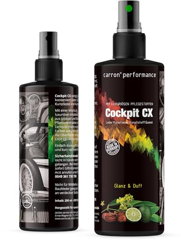 Cockpit CX Spray pour nettoyer et entretenir le cuir, le cuir synthétique, les plastiques et le caoutchouc avec de l'huile de jojoba, de l'huile de citron et de la cire de carnauba (original)