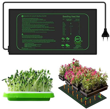 Hojalis Heizmatte Pflanzen, 21W Heizmatte, Heizmatte Pflanzen mit Thermostat, Zimmergewächshaus Wärmematte, Wärmematte für Sämlinge, Haustiere und Reptilien (25 X 52.5cm)