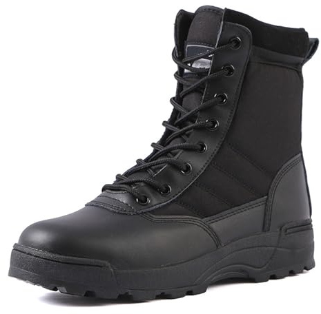 JiuQing Botas Militares Tácticas Hombre Botas De Trabajo Al Aire Libre Cremallera Lateral con Cordones para Motocicleta Desierto